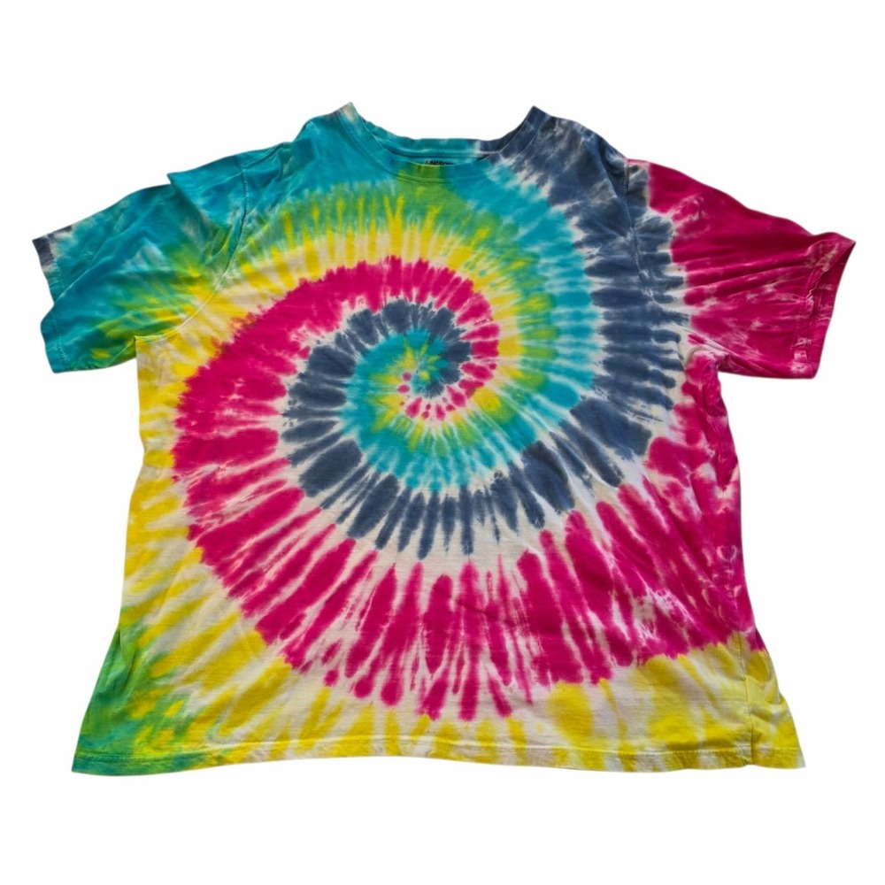 King Size Tie Dyed T-Shirt Multicolor Spiral Hippie Peace Love Mens 4XL